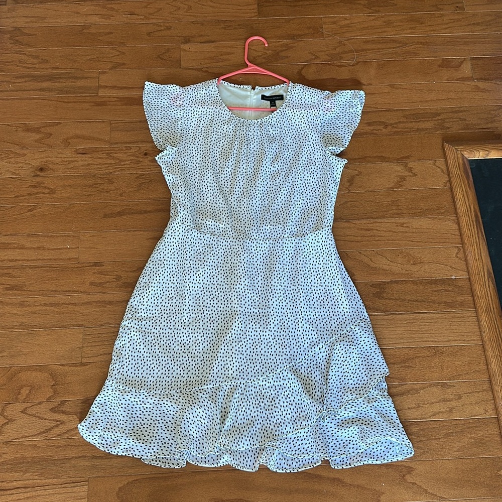 Banana Republic White and Black Midi Sundress with Flutter Cap Sleeves